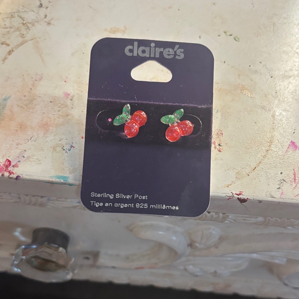Claire's Red and Green Cherry Earrings